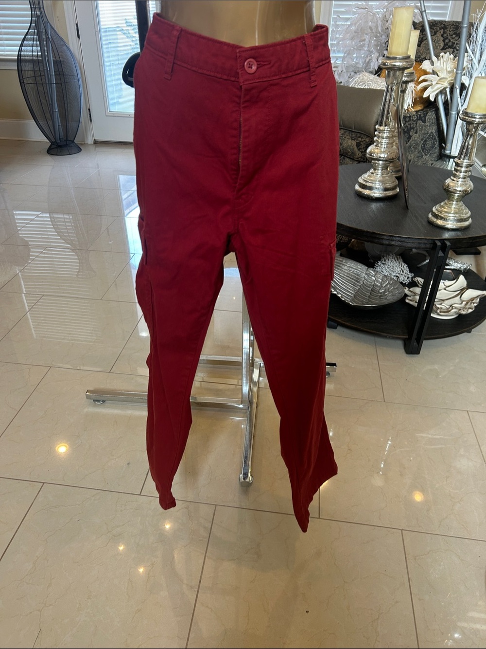 Men's Deep Red Cargo Pants - Unbranded